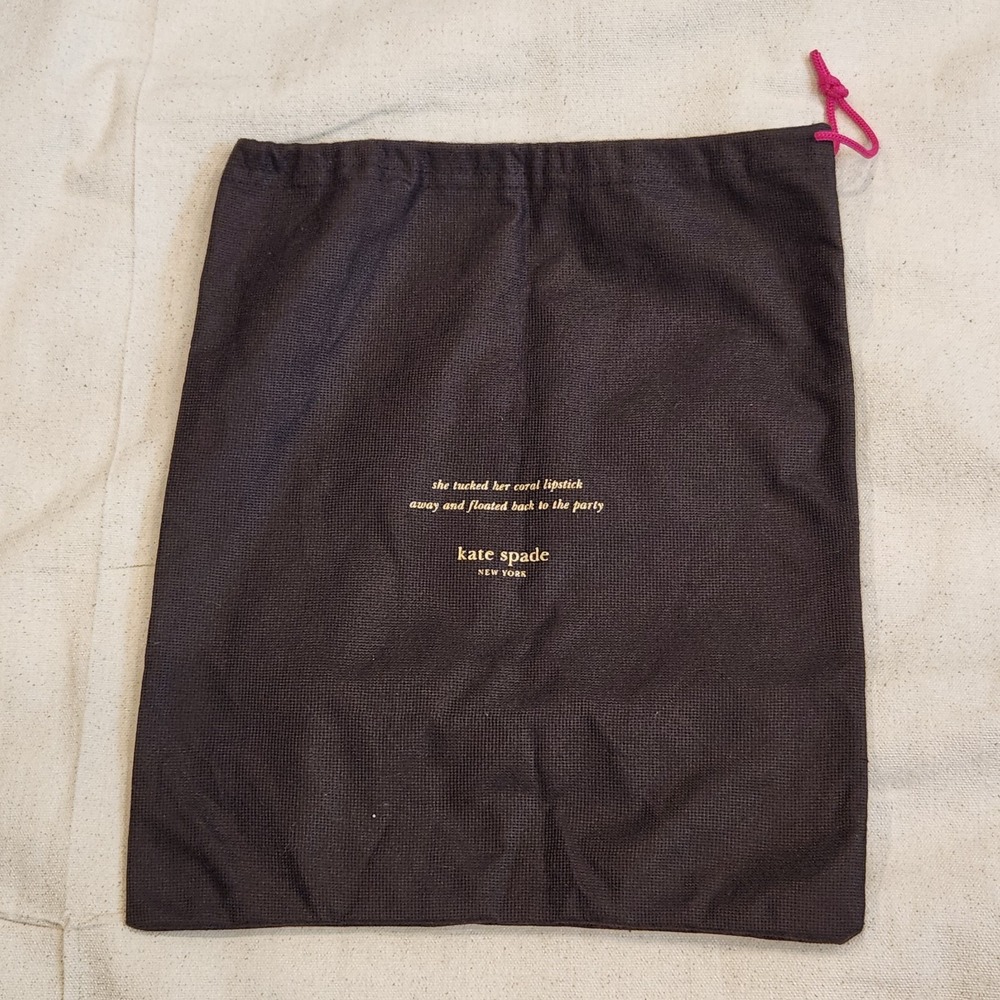 Kate Spade New York Brown Dust Bag Signature Quote Drawstring Handbag Storage